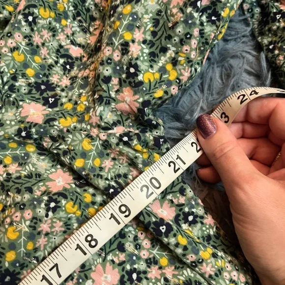 Boden Ditsy Floral Print Green Peasant Style Button Down Shirt Blouse Size 14 - Picture 3 of 5